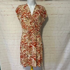 Veronica M. Tropical Faux Wrap Dress Sz M